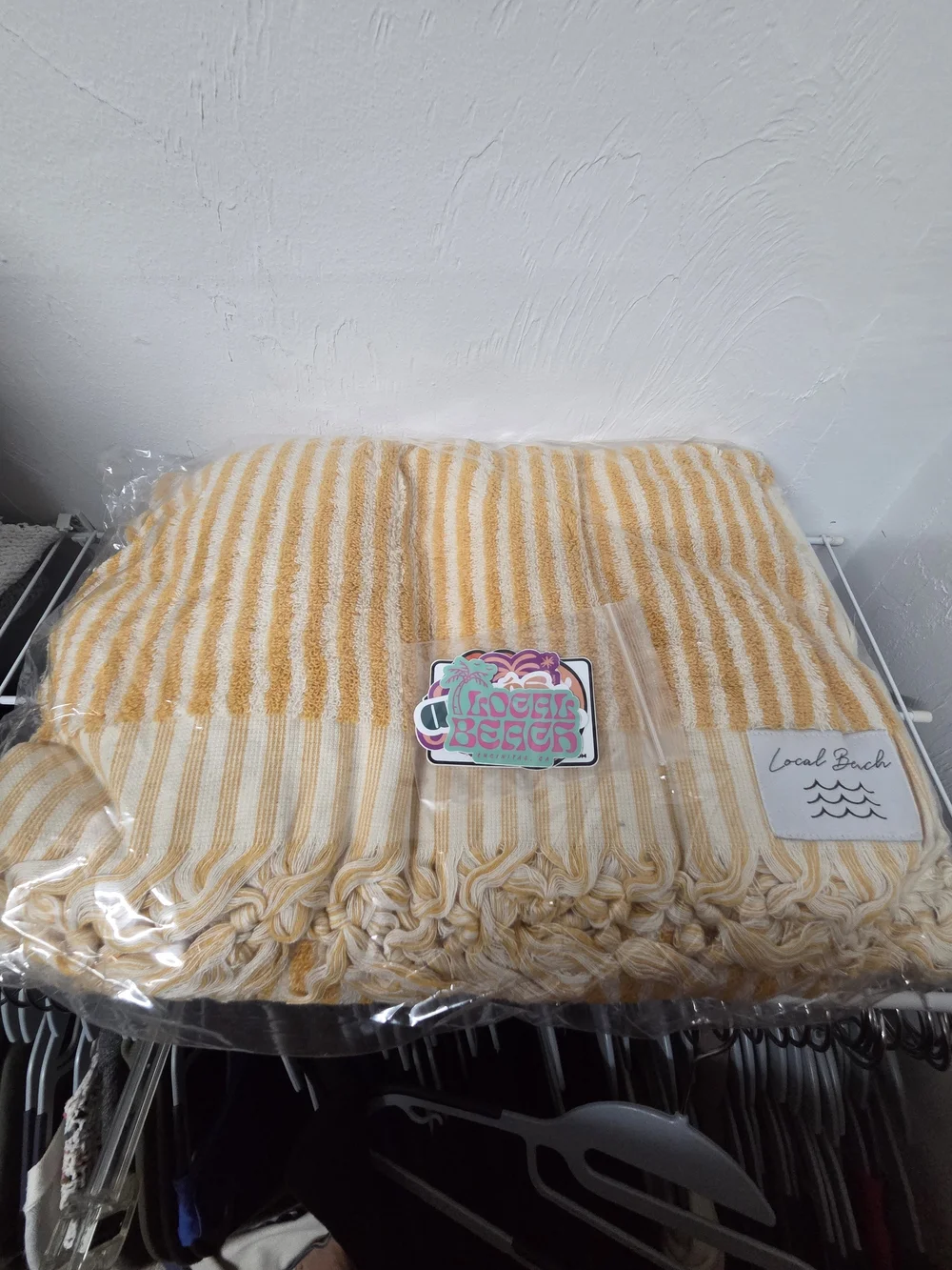 Striped Yellow & Cream Beach Blanket - Local Beach